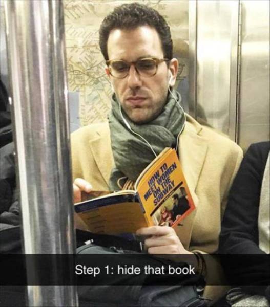 meet women on the subway - Step 1 hide that book