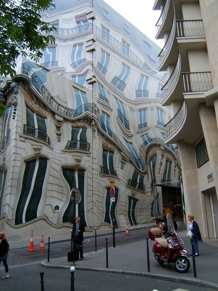 This is an actual building – rather, it’s an abstract tarp thrown over the building while it was under construction.