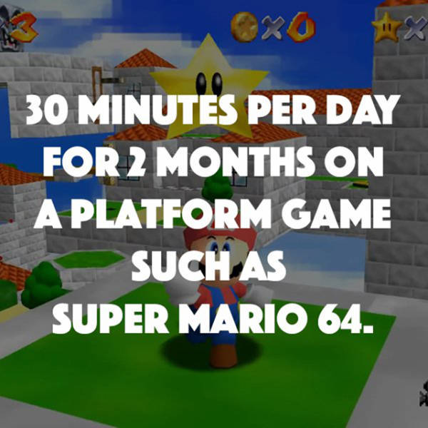 games - 30 Minutes Per Day For 2 Months On A Platform Game Such As Super Mario 64.