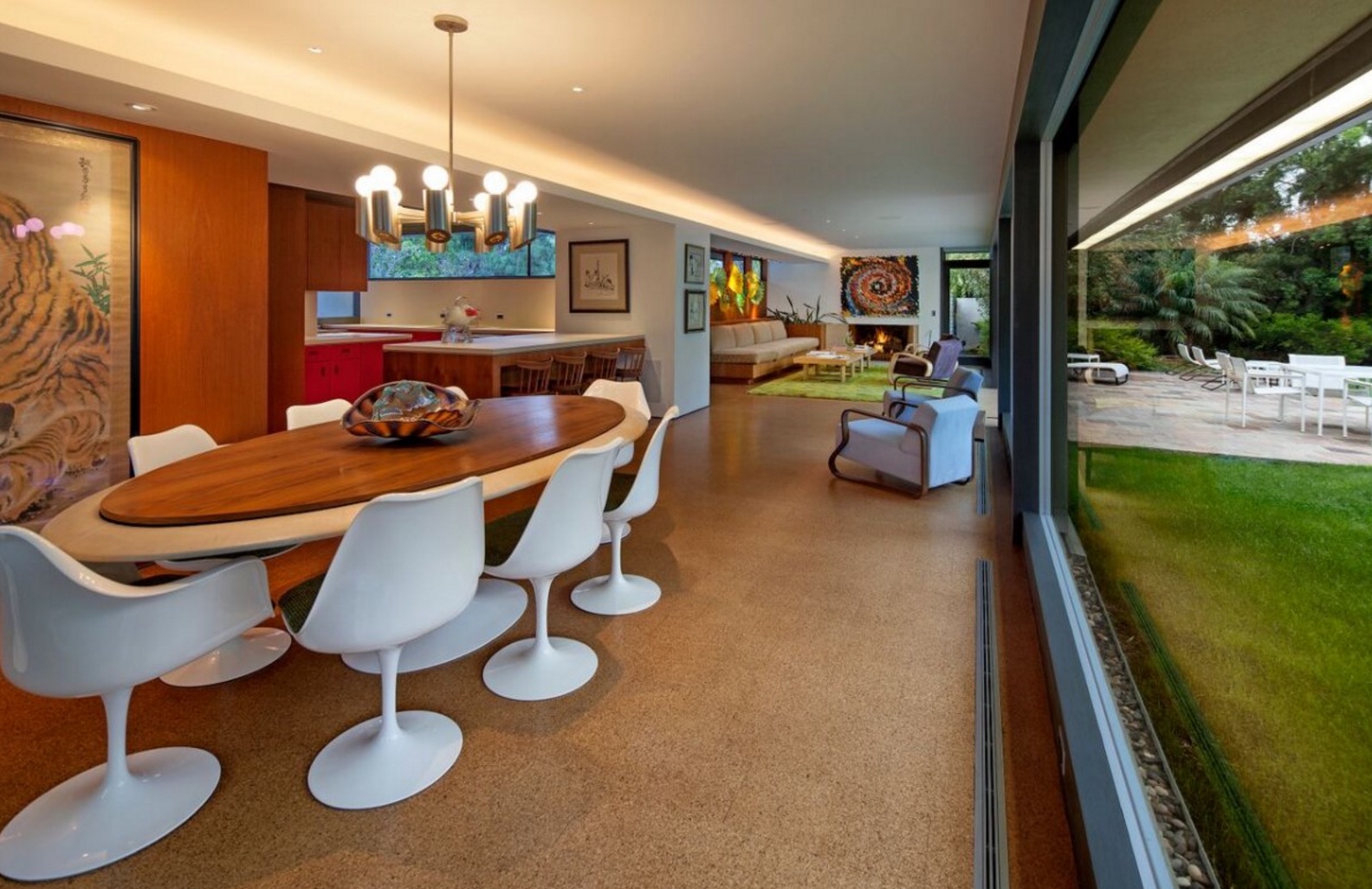 Mahogany features were used in the dining room to create a warm and inviting space for meals.