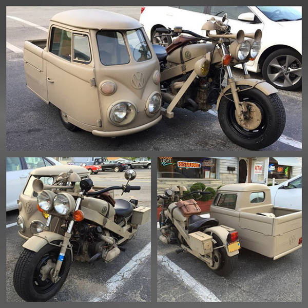 motorcycle with vw bus sidecar - Tre