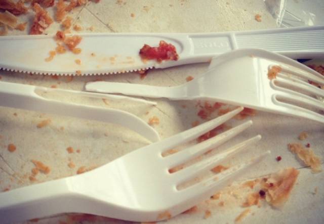 When you try to cut food with plastic cutlery.