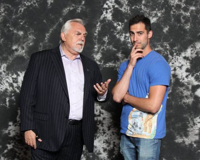 John Ratzenberger (Major Derlin) wasn’t exactly keen on a funny pose either.
“Most people don’t know who Major Derlin is,” James said. “John Ratzenberger is one of those people. He tolerated me as best he could.”