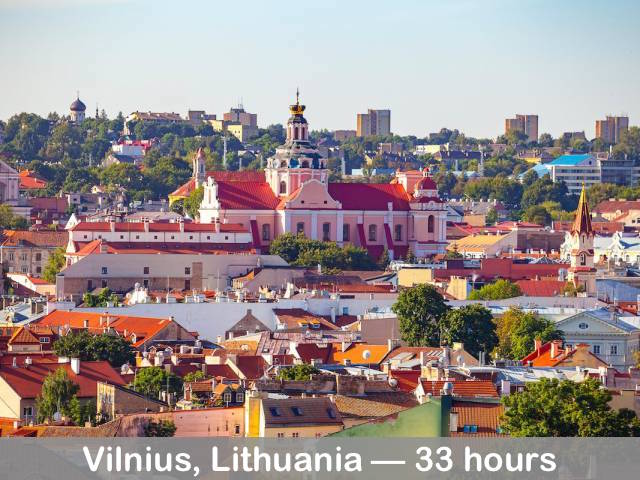 Working just 33 hours per week, less than seven per day in a five-day week, people in Lithuania's capital can strike a pretty good balance between their work and leisure time.