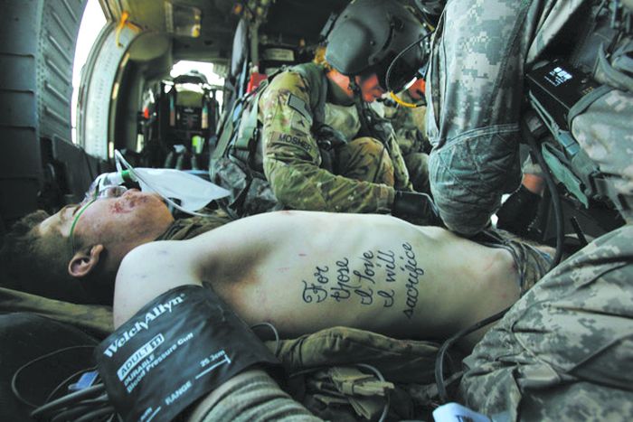 The tattoo of wounded soldier Kyle Hockenberry becomes truth.