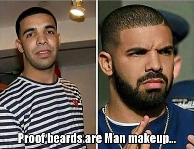 drake without beard vs with beard - Proof beards are Man makeup...