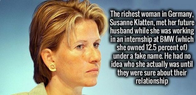 hairstyle - The richest woman in Germany, Susanne Klatten, met her future husband while she was working in an internship at Bmw which she owned 12.5 percent of under a fake name. He had no idea who she actually was until they were sure about their relatio