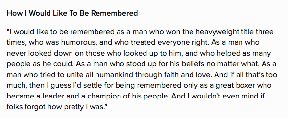 This Is How Muhammad Ali Wanted To Be Remembered