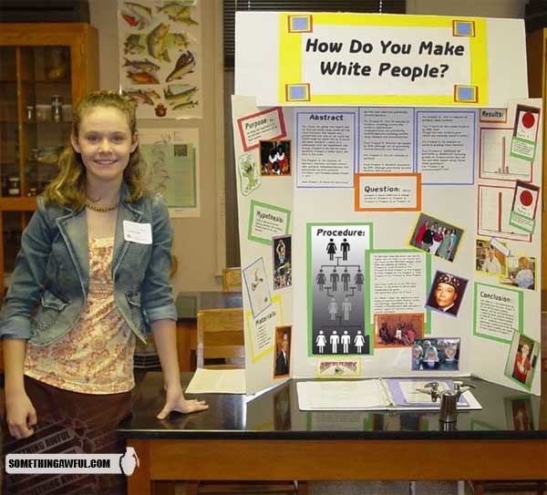 We’re guessing the teacher one look at this project before marching her down to the principal’s office for some sensitivity training…