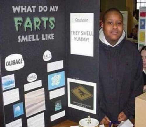 Most kids agree that doing research stinks, but it literally stinks for this guy. He set out to test what his farts smelled like and concluded that they smell yummy. Perhaps he should retest that part on cabbage.