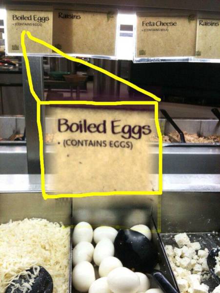 proof people can be dumber - Raisins Boiled Eggs Contains Feta Cheese Raisins Contato Boiled Eggs Contains Eggs