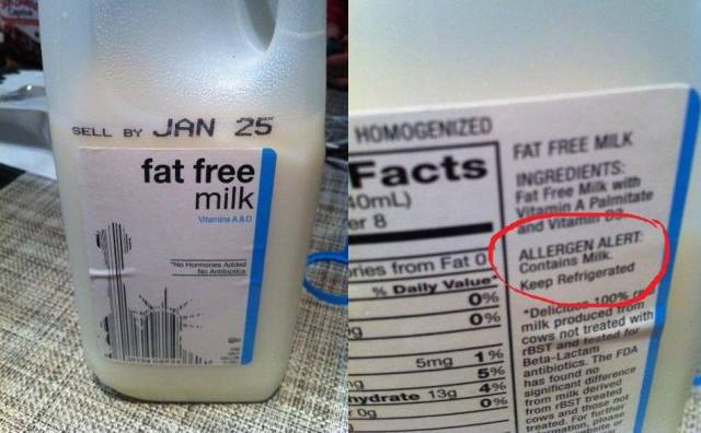 Homogenized Sell By Jan 25 fat free milk OmL er 8 Vitamin A Daily Value 096 acts Fat Free Milk Ingredients Fat Free Min with Vitamin A Palmitate Vitamines s from Fat Ol Allergen Alert Contains Milk Keep Refrigerated Deliciod 1003 milk produced Iron cows…