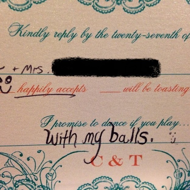 Never allow your hubby to answer a RSVP