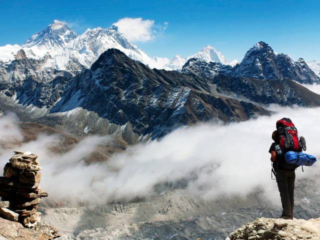 Breathe in the fresh air at Mt. Everest in the Himalayas.
