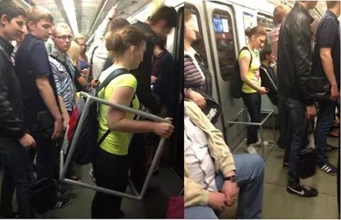 This girl who brings her own personal space boundaries on the tube with her.