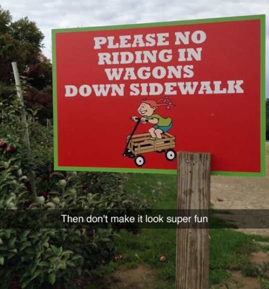 then don t make it look super fun - Please No Riding In Wagons Down Sidewalk Then don't make it look super fun