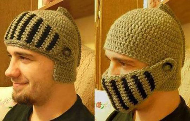wtf crochet knight helmet