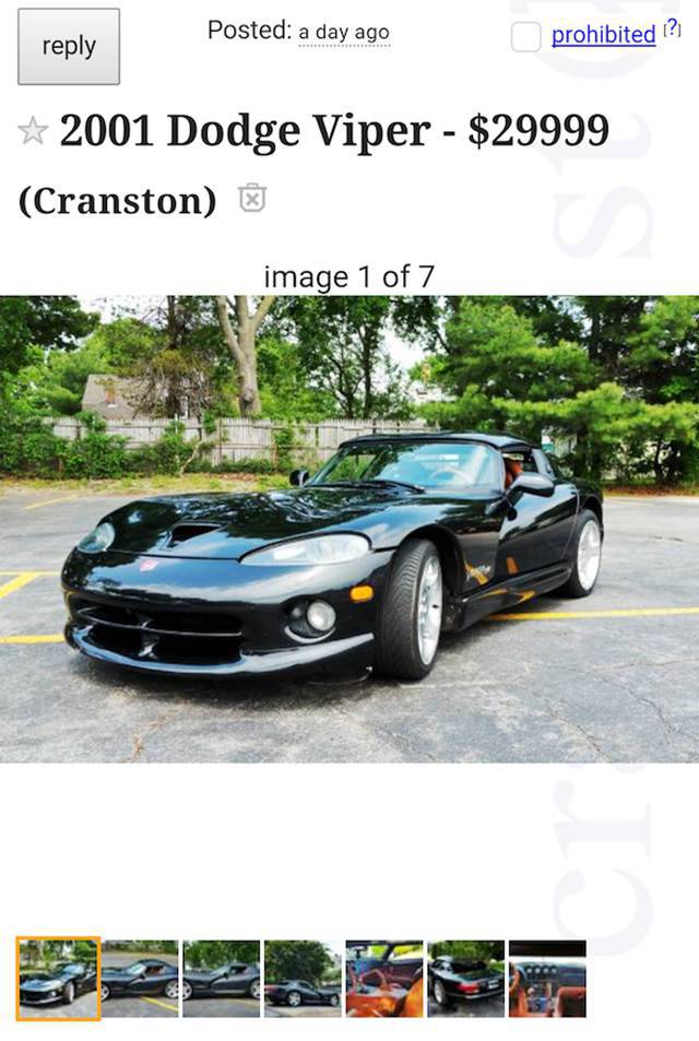 Craigslist Seller Implores People Not To Buy His Viper