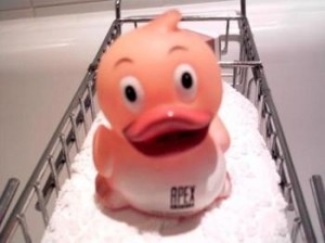 A "possessed demonic" rubber ducky sold for $107.50.