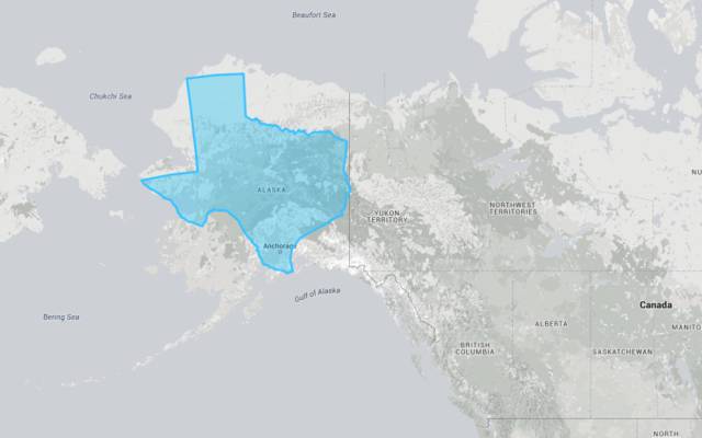 And if you move the USA’s second largest state, Texas, over the top of it, you can see there isn’t too much difference.