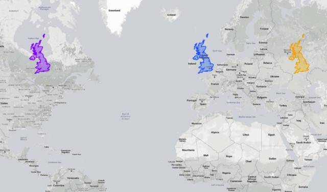 And if you do the same thing with the UK, it’s easy to understand why we’re not exactly used to warm weather.
To the west, the UK shares a latitude with deepest Canada, and on the right you can see that Edinburgh is on a level with Moscow.