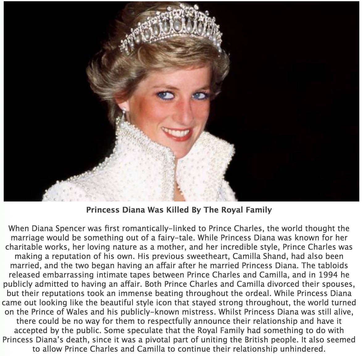 princess diana camilla duchess of cornwall - Princess Diana Was killed By The Royal Family When Diana Spencer was first romanticallylinked to Prince Charles, the world thought the marriage would be something out of a fairytale. While Princess Diana was kn
