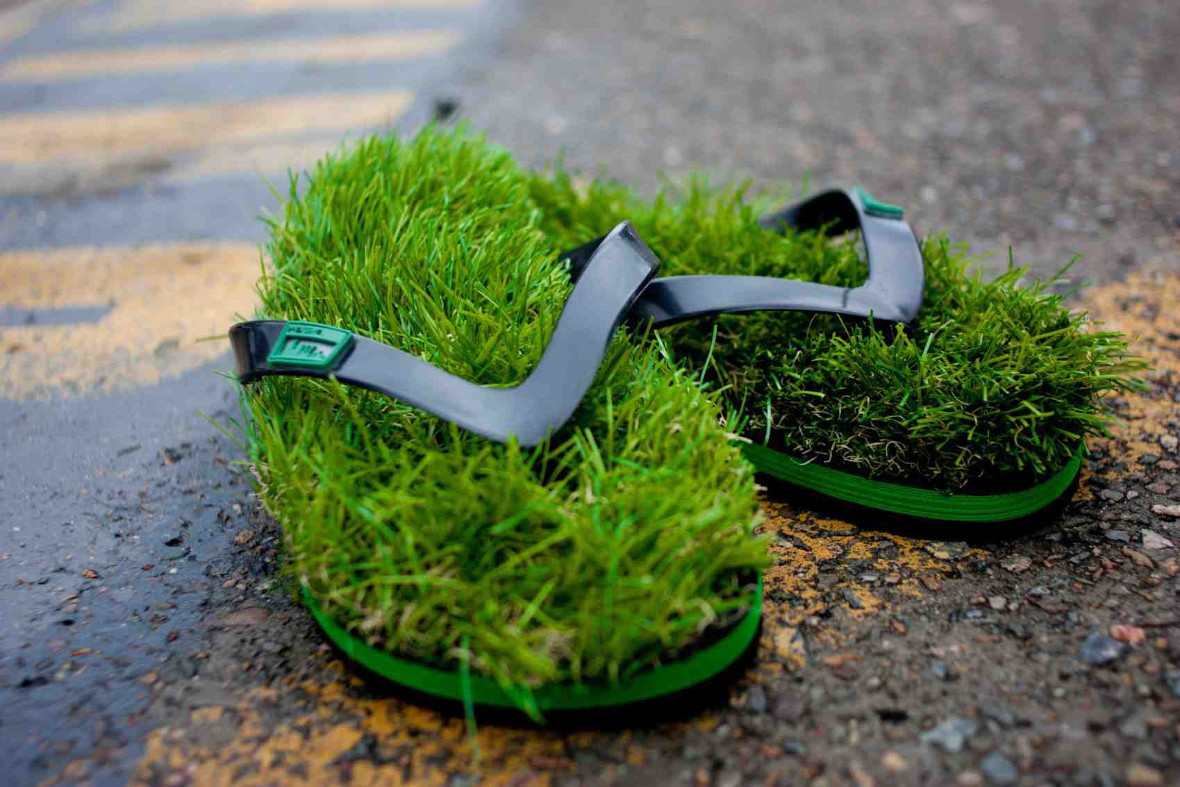 GRASS FLIP FLOPS: These special slippers, so you can feel like you are walking on the grass wherever you go.