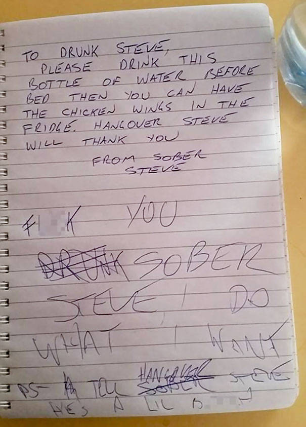 Guy Leaves His Drunk Self A Note