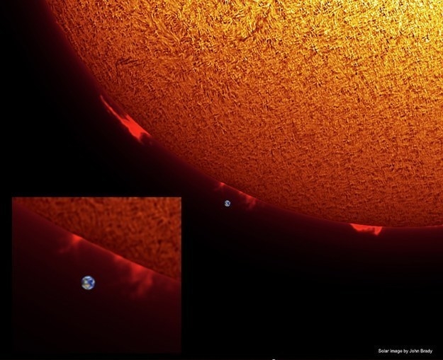 8. Oh, and in case you’ve forgotten how small and insignificant we really are… here’s Earth compared to the sun.