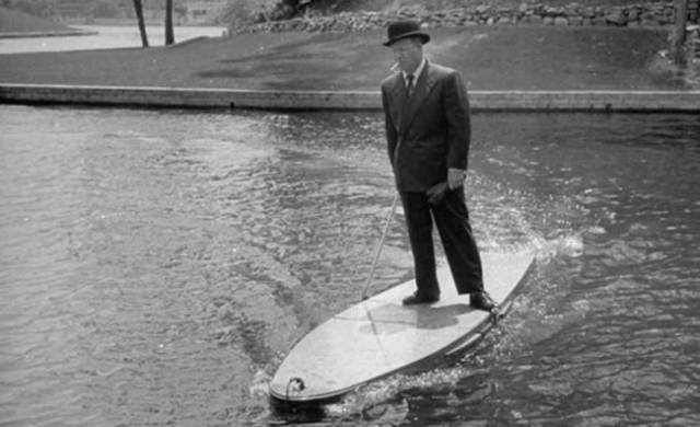 A motorized surfboard, for a real gentlemen.