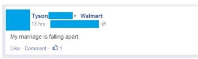 document - Walmart Tyson 13 hrs My marriage is falling apart. Comment 01