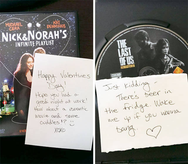 funny husband and wife pranks - Michael Cera Dennings Nick&Norah'S Infinite Playlist Rellastered Happy Valentines Hope you had o good night at work! How about a remantic movie and some cuddles!? Xoxo Just kidding There's beer in the fridge. Wake me up if 