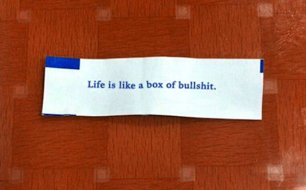 Fortune cookie - Life is a box of bullshit. Life is a box of bullshit.