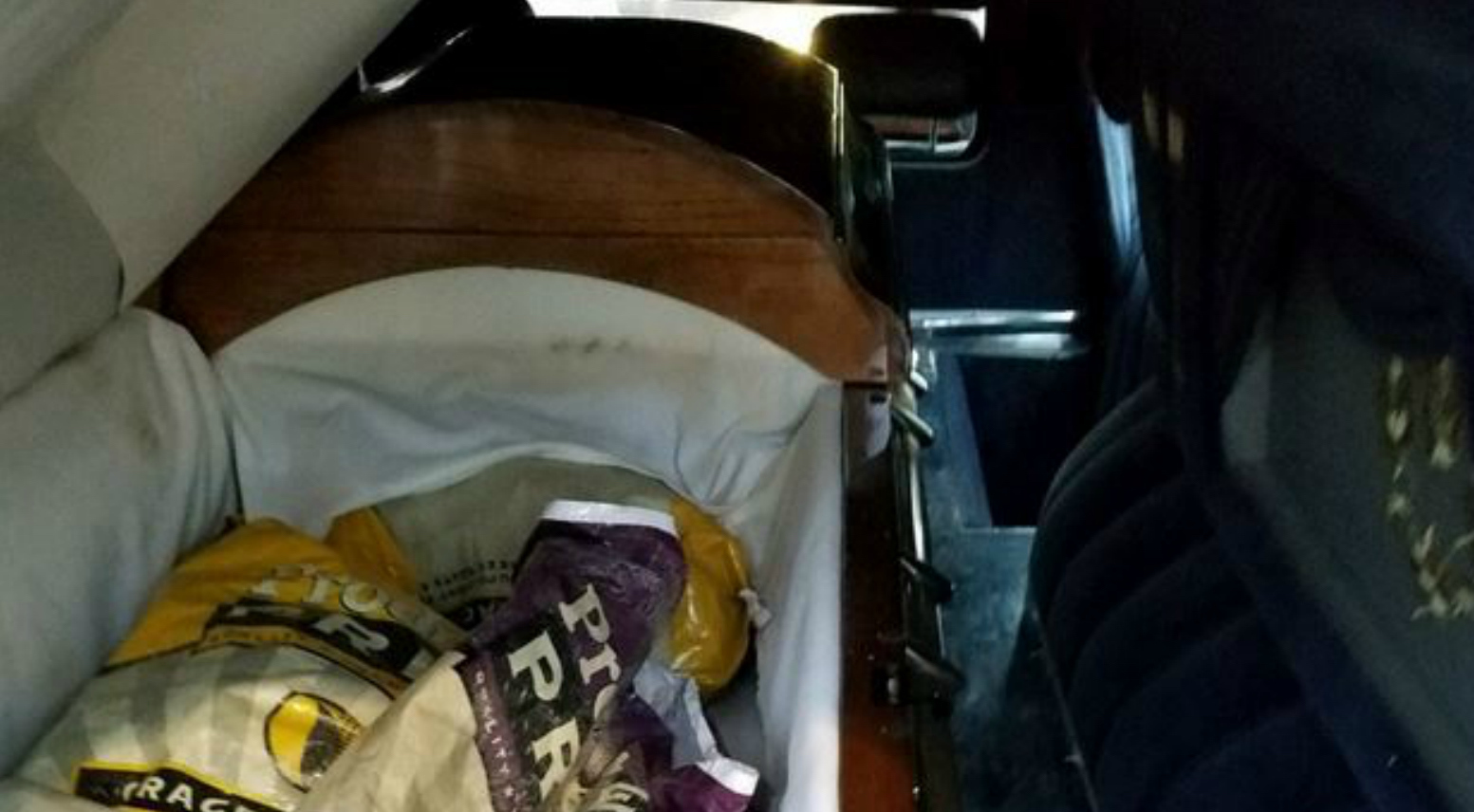 Agents found 67 pounds of marijuana in the casket along with several bags of manure which failed to conceal the smell. Street value of the drugs was estimated at $33,000; street value of the manure was not provided.