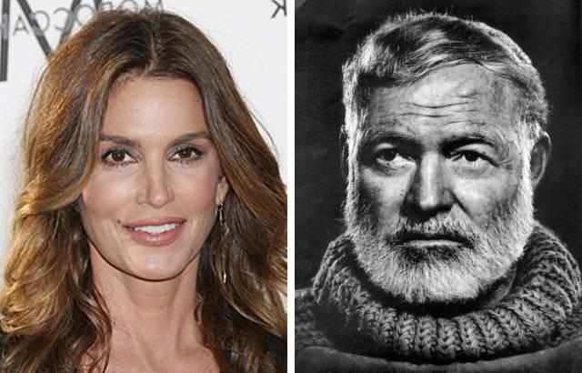 Cindy Crawford and Ernest Hemingway: The top model is related to the great writer. In fact, Cindy is quite lucky in her pedigree: she recently found out that she’s also a distant relative of Charles the Great!
