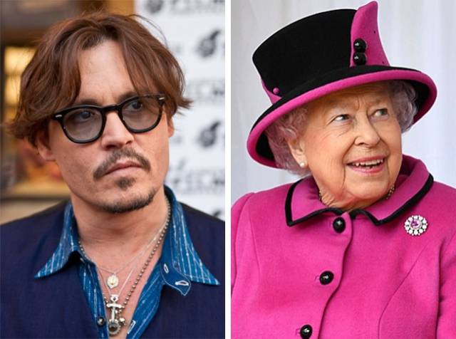 Johnny Depp and Queen Elizabeth II: It turns out the Hollywood sweetheart is a relative of the British Queen herself because they are both descendants of King Edward III. The blood ties have been found thanks to a BBC investigation.