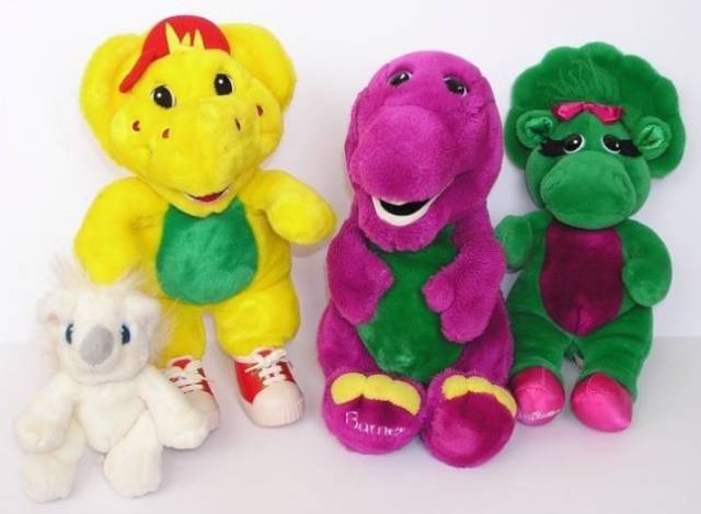 These stuffed animals that you held on to tightly while watching Barney and Friends:
