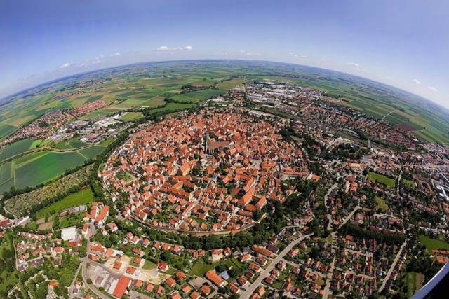 This is the Bavarian town of Nördlingen, which was built in a 14-million-year-old meteor impact crater.