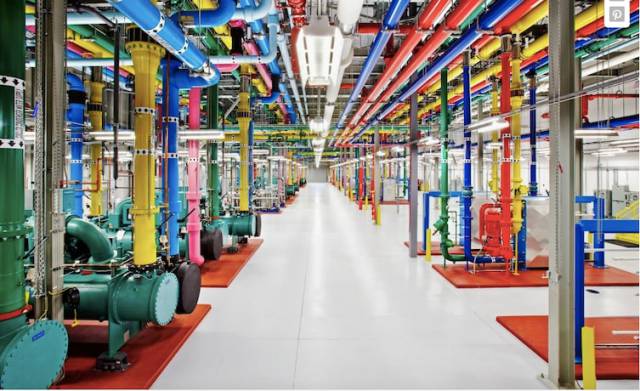An inside view of one of Google’s data centers.