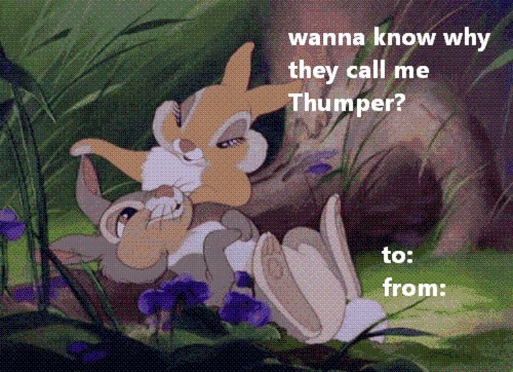 A rabbit named Thumper... surely that has nothing to do with his proliferation capabilities!