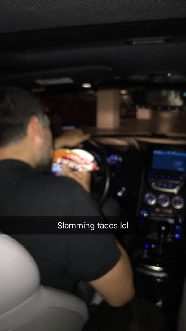 Snapchat of Tacos the Uber driver got