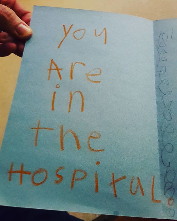 "It's My Dad's Birthday Today And He's In The Hospital, My Nephew Made Him This Birthday Card."