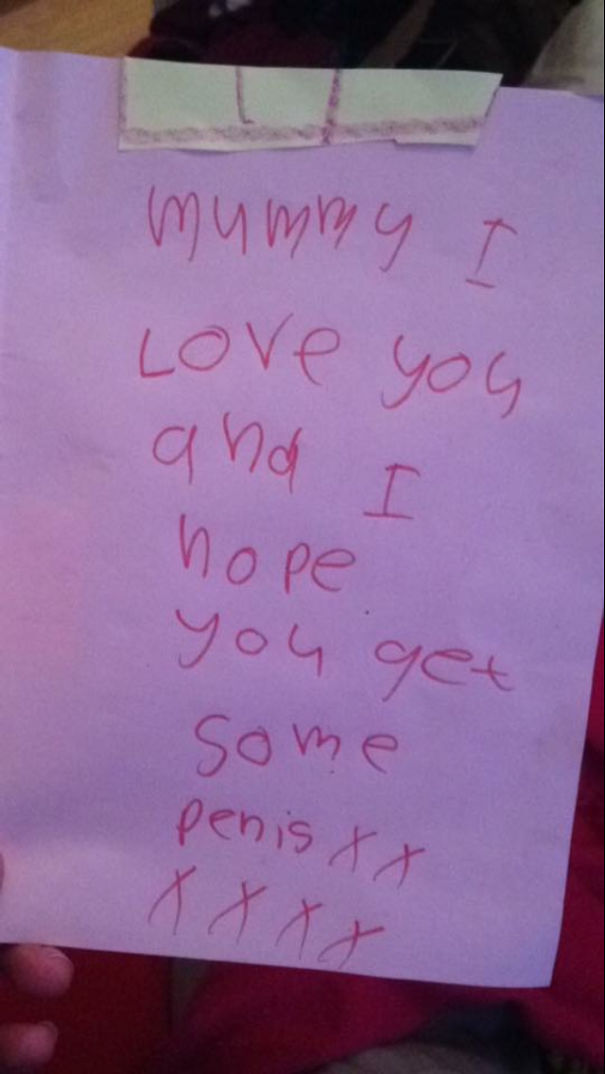 "A Card From My 5-Year-Old Daughter Hoping I Win Lots Of "Pennies" At The Casinos In Vegas."