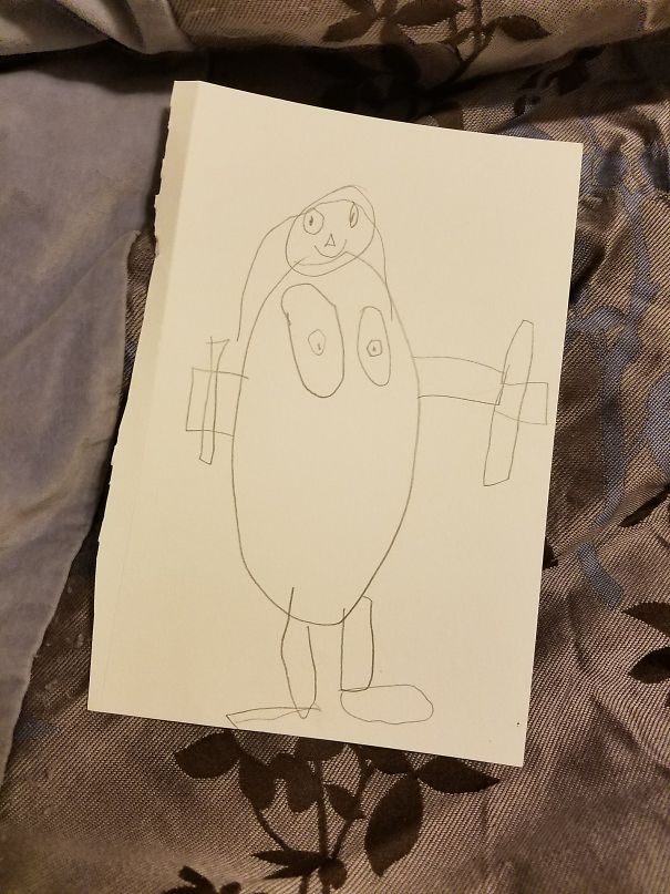 "My Daughter Drew A Photo Of Me. She Said That I'm Wearing A Shirt With Eyes On It."