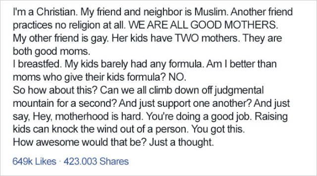 Stay At Home Mom's "Mind Your Own Business" Post Goes Viral