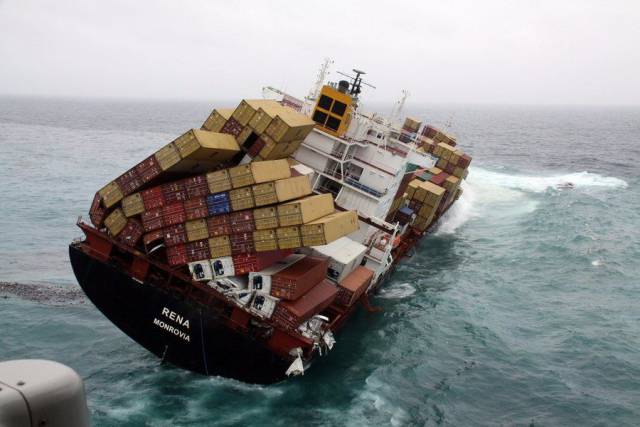 bad luck shipping container ship - Rena Monrovia