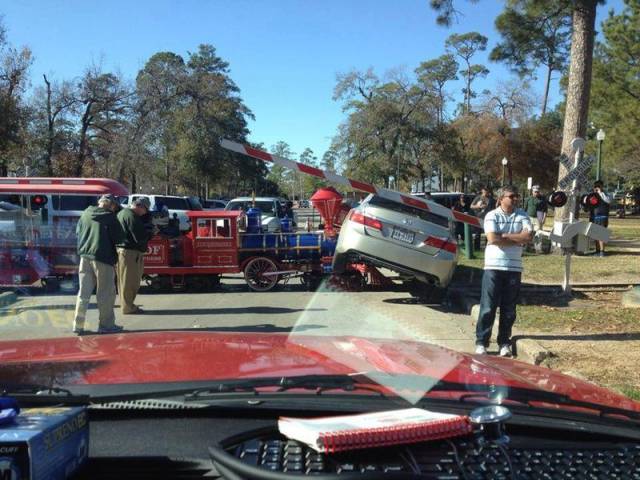 bad luck hermann park train hits car