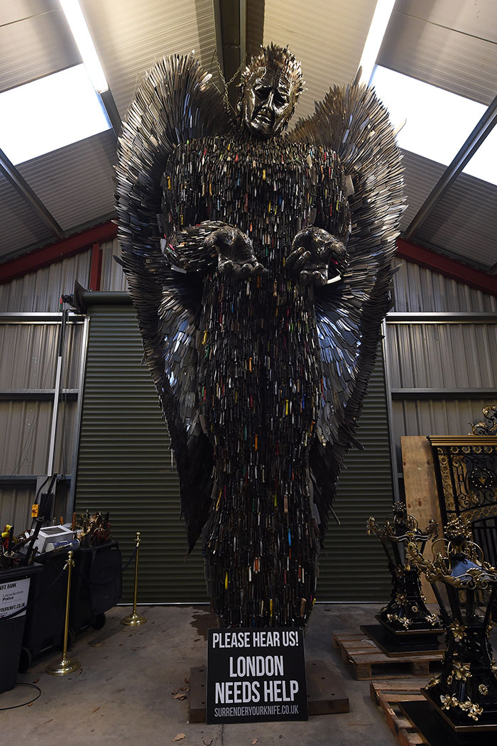 This 26-foot-tall Knife Angel sculpture is actually a monument…