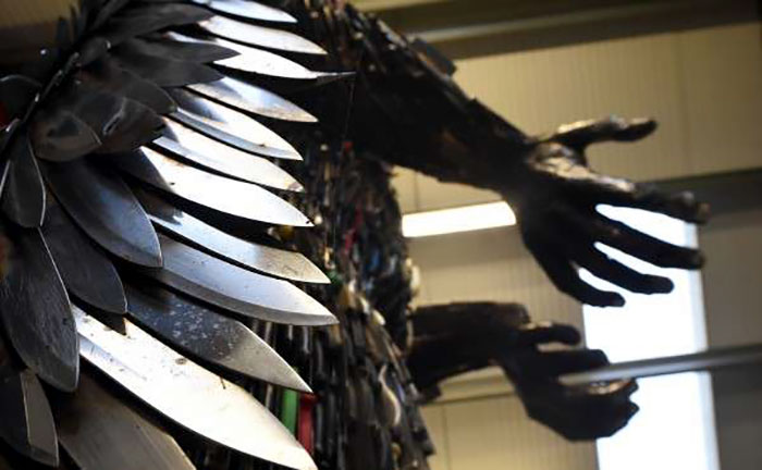 And it’s built entirely out of 100,000 donated knives...