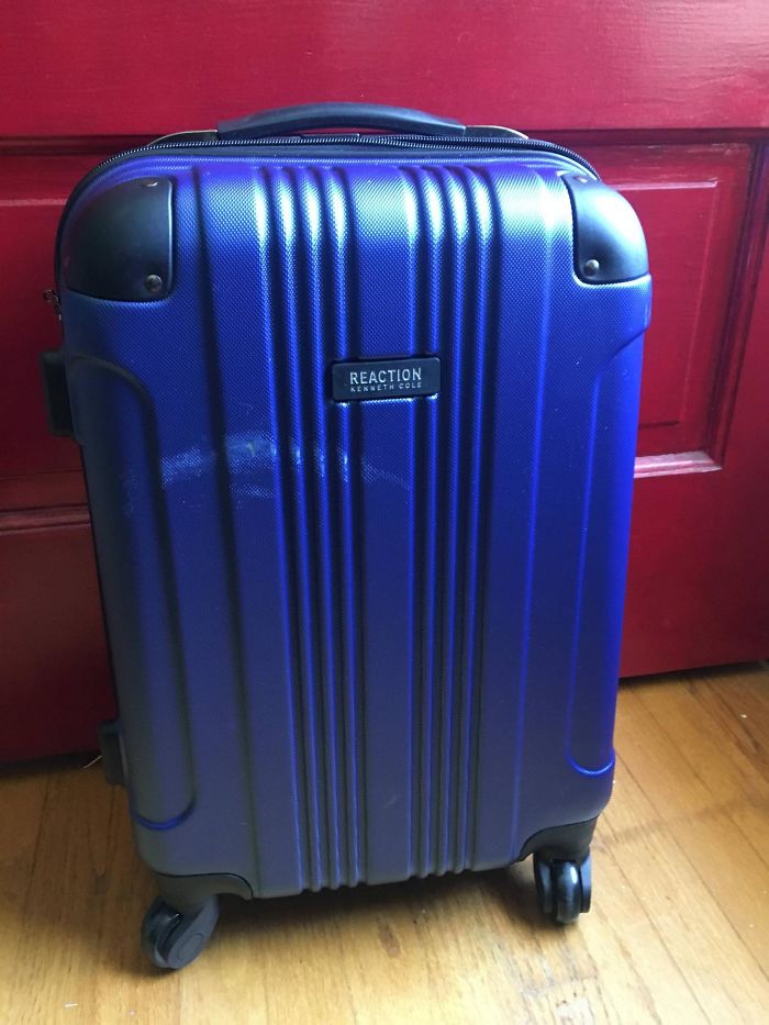 Another passenger also had a blue suitcase that was damaged during his flight